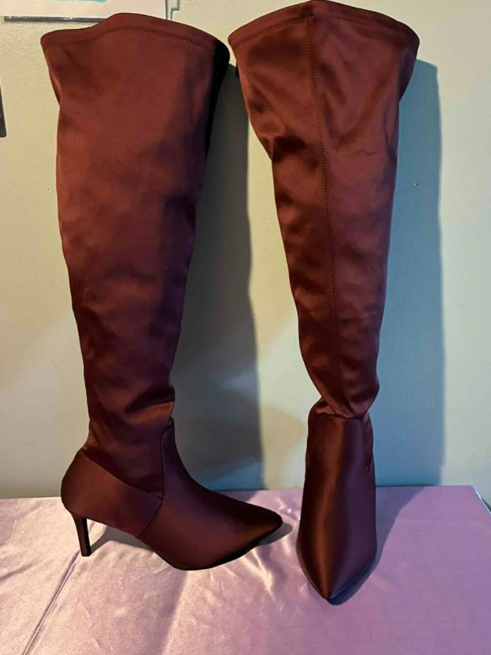 Torrid Satin Wine Over‑the‑Knee Boot Wide Width Size 13